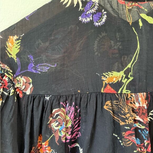 Free People Sweet Escape Cropped Cotton Blouse in Black Floral - XS - Picture 9 of 9